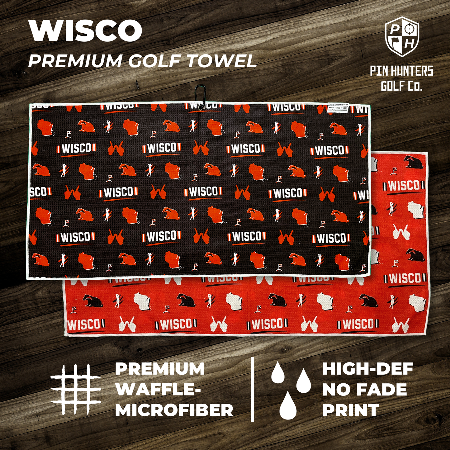 Wisco Black and Red Golf Towel