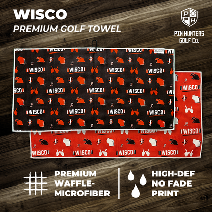 Wisco Black and Red Golf Towel