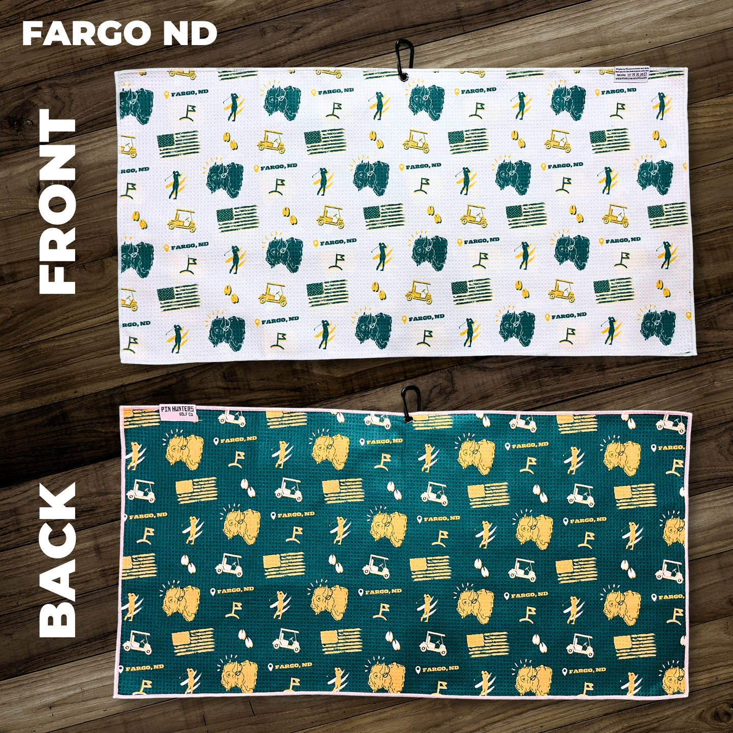 North Dakota Green and Gold Golf Towel