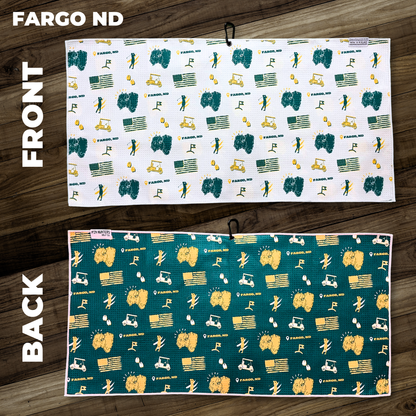 North Dakota Green and Gold Golf Towel