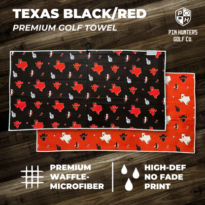 Texas Red and Black Flag Golf Towel